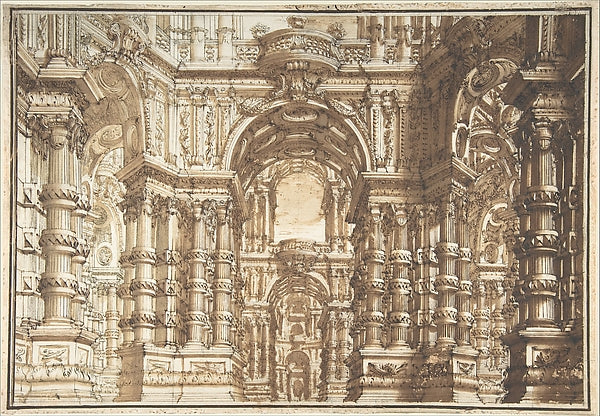 Drawing for an Opera Set-Attributed to Giuseppe Galli Bibiena,  Poster Print Wall Art