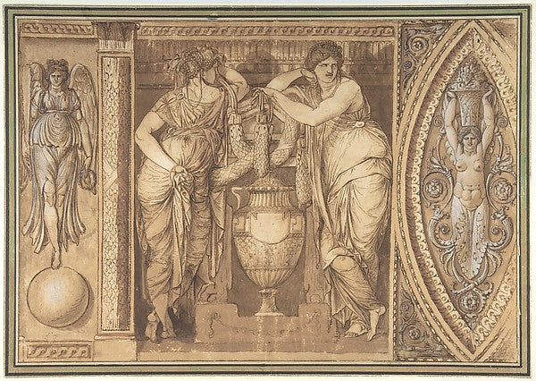Design for a Frieze with Two Women Flanking an Urn c1775–85-at,16x12"(A3) Poster