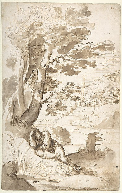 Landscape with Jacob Sleeping 1560–1609-Annibale Carracci,16x12"(A3) Poster
