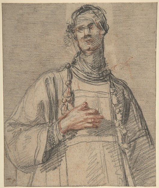 Figure of a Cleric in Half-Length. 1600–1699-Jacopo Confortini,16x12"(A3) Poster