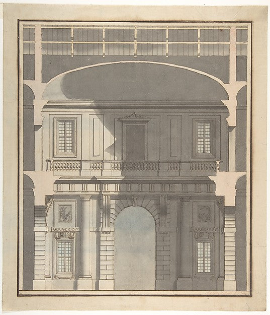 Design for a Stage Set: Design in Section of a Two-Storied Ent, Poster Print