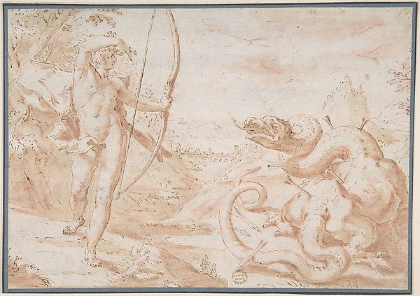 Apollo Slaying the Python 17th cent-Anonymous, 17th cent ?, Af,16x12"(A3) Poster