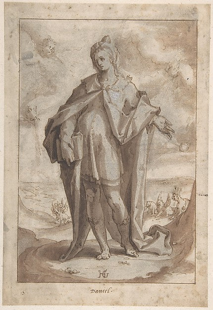 The Prophet Daniel in a Landscape late 16th–early 17th cent-He,16x12"(A3) Poster