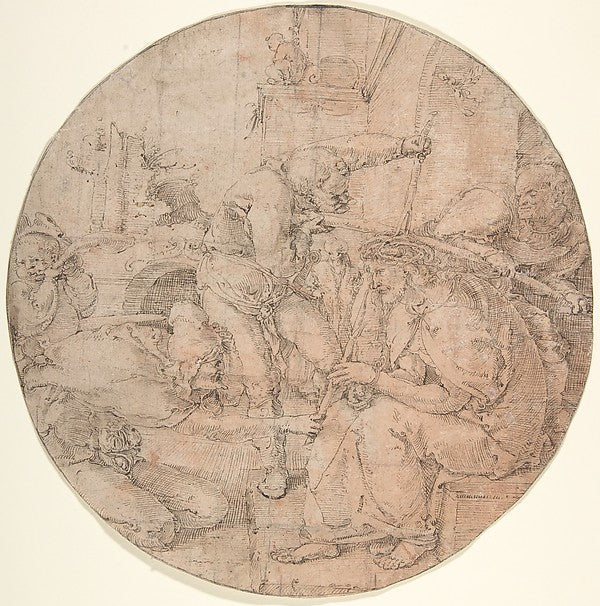 The Crowning with Thorns c1520–30-Circle of Lucas van Leyden,  Poster Print Wall Art