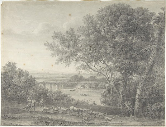 Classical Landscape with Herdsmen in the Foreground 1755–1821,16x12"(A3) Poster