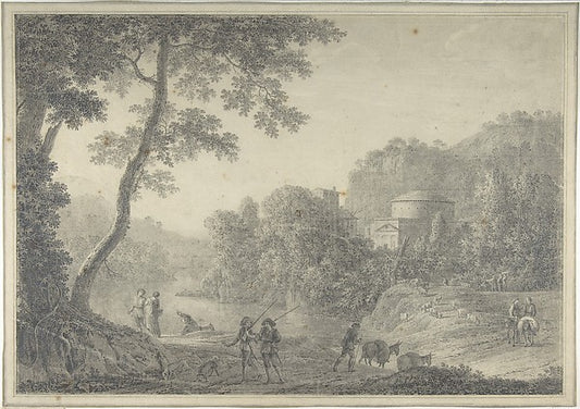 Classical Landscape with Hunters in the Foreground 1755–1821-G,16x12"(A3) Poster