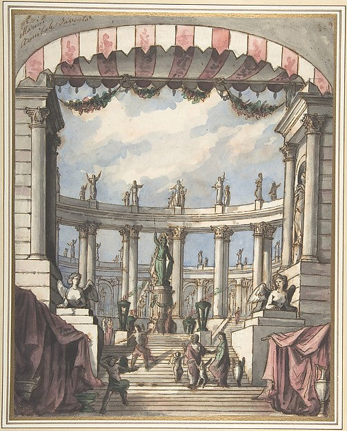 Design for a Stage Set: A Classical Courtyard and Colonnade wi,16x12"(A3) Poster