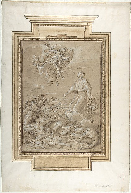Saint Rosalia Interceding for Victims of the Plague in Palestr,  Poster Print Wall Art