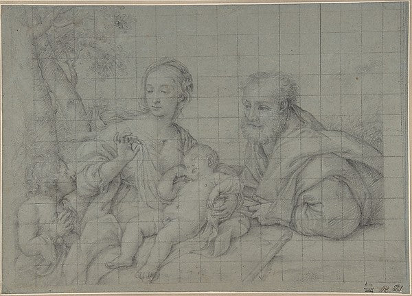 The Holy Family with the Infant Saint John the Baptist 1609–85,  Poster Print Wall Art