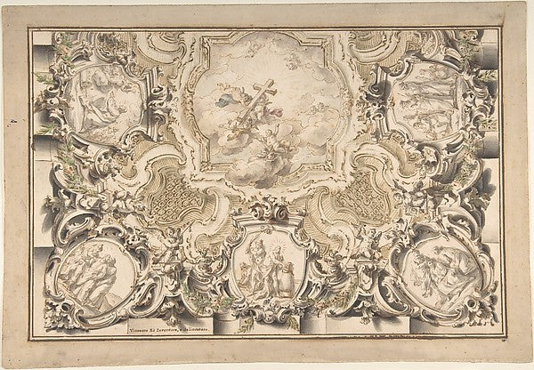 Design for a Church Ceiling 1700–1762-Vincenzo dal Rè,  Poster Print Wall Art