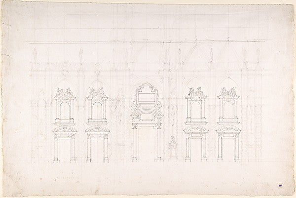 Detail study for the façade of Milan cathedral 1700–1773-Luigi,  Poster Print Wall Art