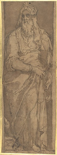 Standing Prophet in a Niche  Holding a Book 1529–66-Taddeo Zuc,  Poster Print Wall Art
