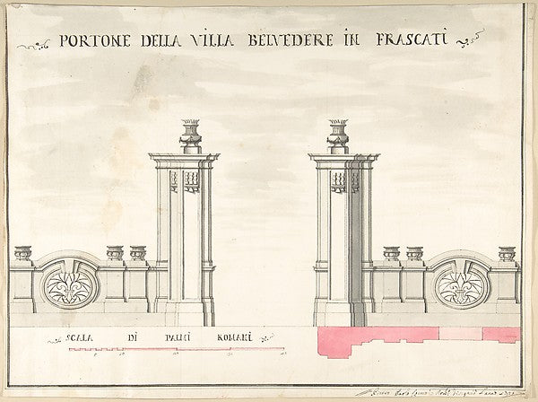 Gate of Villa Belvedere in Frascati 1710–27-Pietro Paolo Cocce,  Poster Print Wall Art
