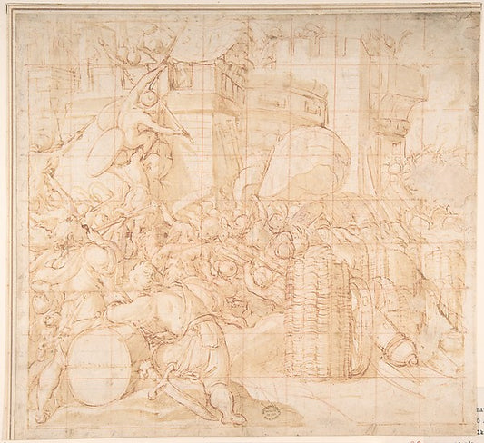 Storming a City 16th cent-Anonymous, Italian, 16th cent,16x12"(A3) Poster