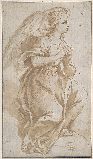 An Angel in Adoration 17th cent-Anonymous, Italian, Roman-Bolo,  Poster Print Wall Art