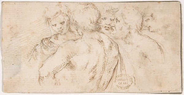 Group of Five Male Figures in Half-length 1640–50-Stefano dell,16x12"(A3) Poster