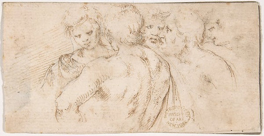 Group of Five Male Figures in Half-length 1640–50-Stefano dell,16x12"(A3) Poster