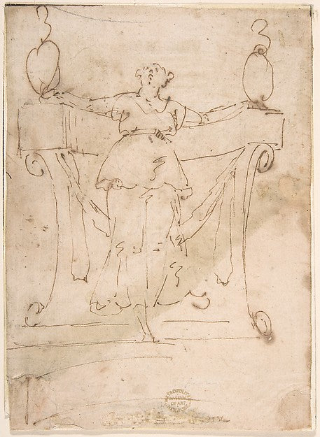 Female Figure 16th cent-Anonymous, Italian, 16th cent,16x12"(A3) Poster