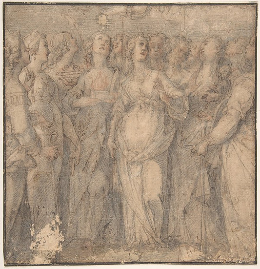Group of Standing Saints 1500–1700-Anonymous, Italian, 16th to,16x12"(A3) Poster