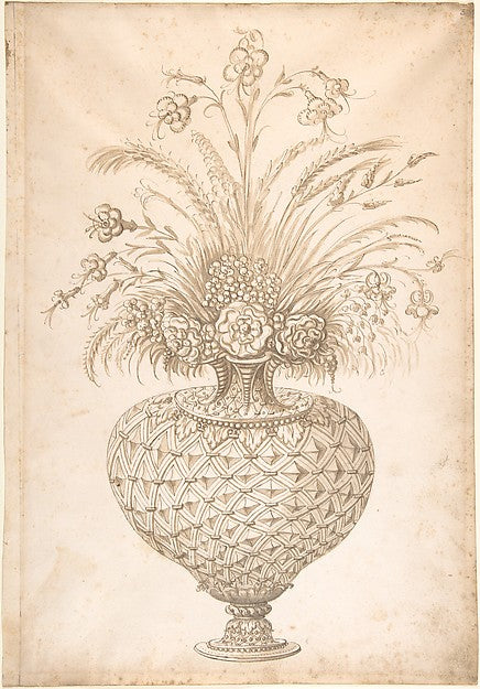 Flowers in a vase 16th cent-Erasmus Hornick,formerly attribut,  Poster Print Wall Art