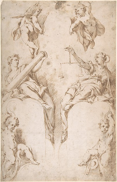 Fortitude and Justice before 1577-Hans Speckaert,  Poster Print Wall Art