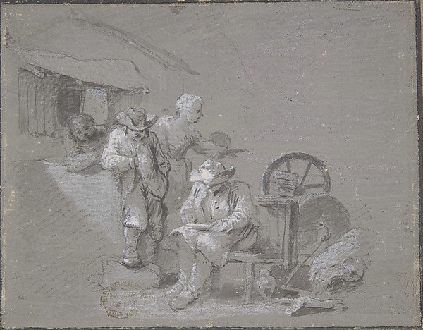 Flemish Peasants mid-18th cent-Frans Boudewyns,16x12"(A3) Poster