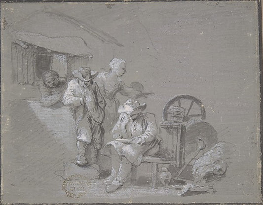 Flemish Peasants mid-18th cent-Frans Boudewyns,16x12"(A3) Poster