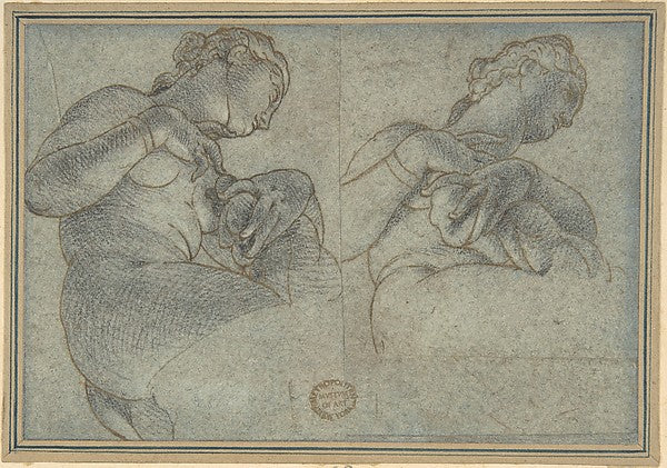 Two Studies of a female Figure or Statue 16th cent-Anonymous, ,  Poster Print Wall Art