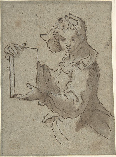 Girl with Book 18th cent-Anonymous, Italian, Bolognese, 18th c,16x12"(A3) Poster