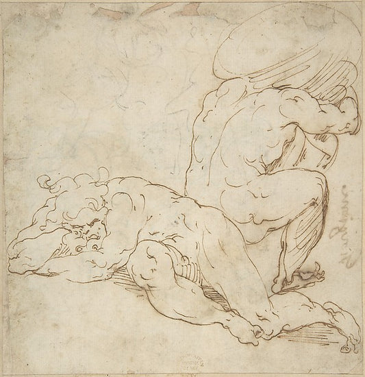 Sisyphus and Tantalus 16th cent-Anonymous, Italian, 16th cent,16x12"(A3) Poster