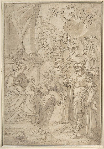 Adoration of the Magi 16th cent-Anonymous, Italian, Genoese, 1,16x12"(A3) Poster