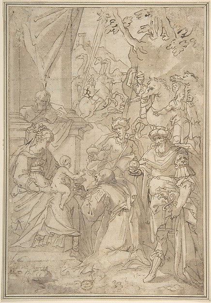 Adoration of the Magi 16th cent-Anonymous, Italian, Genoese, 1,16x12