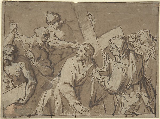 Christ Bearing the Cross 17th cent-Anonymous, Italian, Roman-B,16x12"(A3) Poster