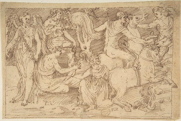 Drawing of Bas-Relief 16th cent-Anonymous, Italian, 16th cent,16x12"(A3) Poster