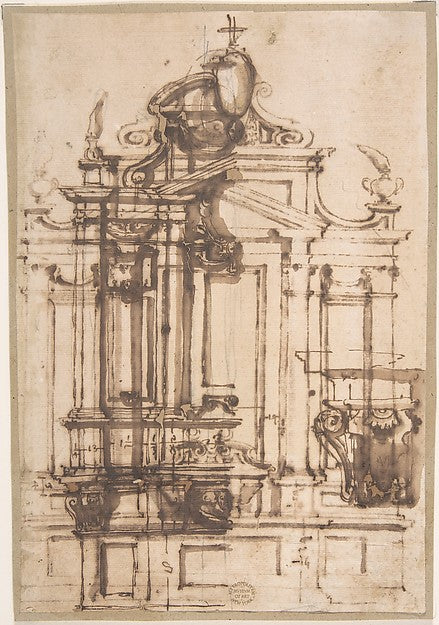 Architectural Drawing 16th cent-Anonymous, Italian, 16th cent,16x12"(A3) Poster
