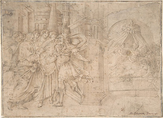 Christ and the Daughter of the Centurion 16th cent-After Perin,16x12"(A3) Poster
