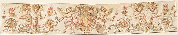 Frieze with Medici Coat of Arms and Putti  16th cent-Anonymous, Poster Print