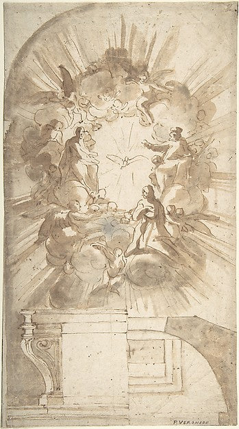 Design for an Altar with a Celestial Subject Above 16th cent-A,  Poster Print