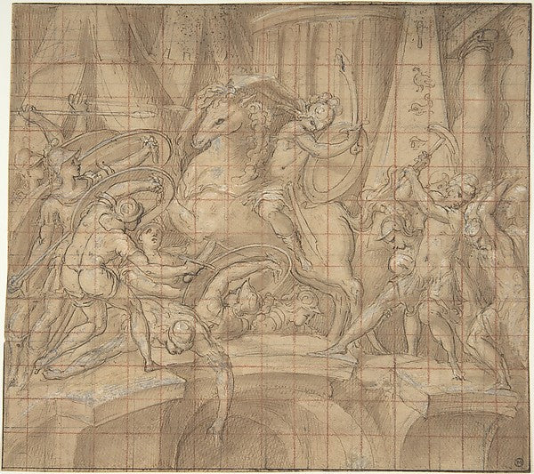 Battle Scene 16th cent-Anonymous, Italian, 16th cent,16x12"(A3) Poster