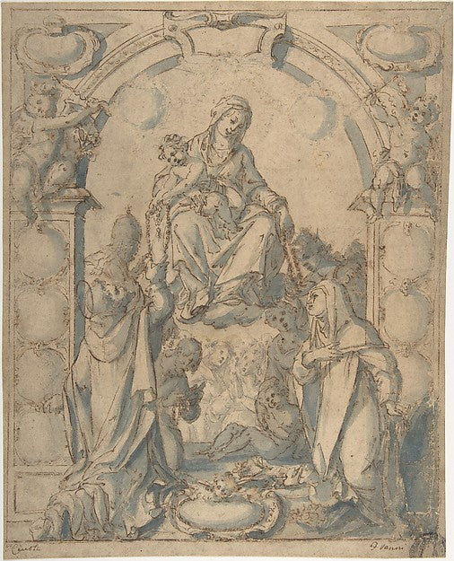 Madonna and Child Adored by Two Saints 16th cent-Anonymous, It,  Poster Print Wall Art