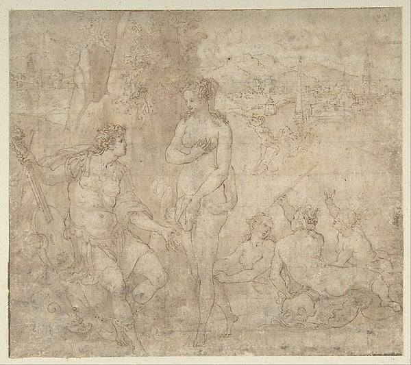 Apollo and Galatea in a Landscape with Neptune and Three Nymph,  Poster Print Wall Art
