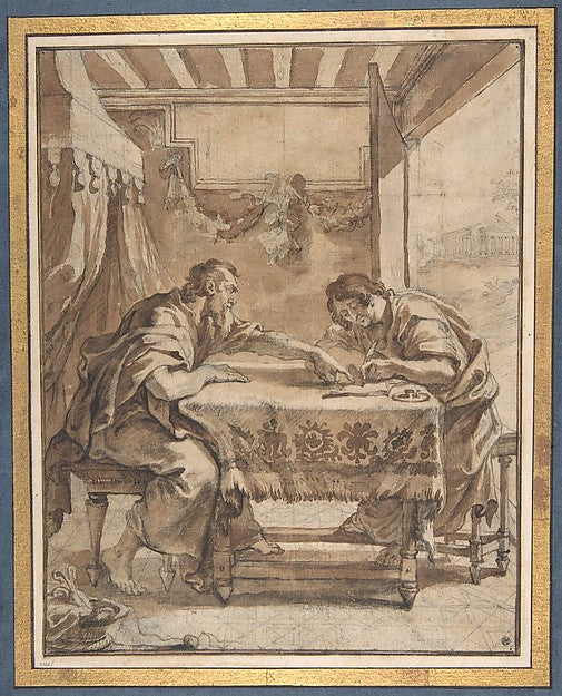 St. Paul Dictating at Ephesus 17th cent-Abraham van Diepenbeec,  Poster Print Wall Art