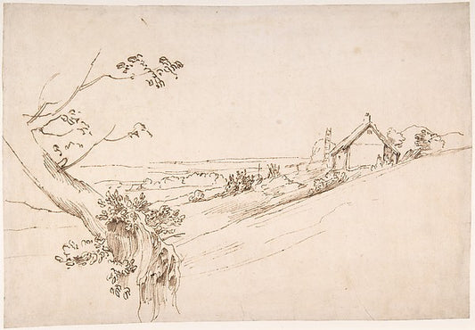 Landscape with a Gnarled Tree and a Farm early 17th cent-Antho,16x12"(A3) Poster