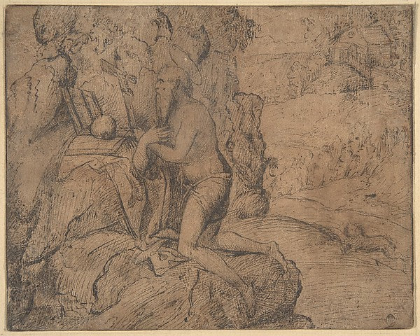 St. Jerome in a Landscape 1495–1500-Anonymous,Italian,Veneti, Poster Print