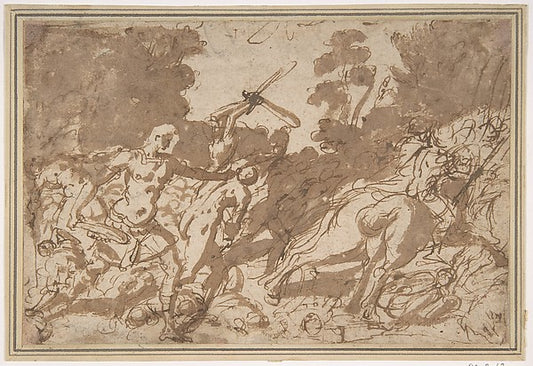Battle Scene  17th cent-Anonymous, Italian, Roman-Bolognese, 1,16x12"(A3) Poster