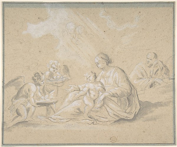 Rest on the Flight into Egypt 17th cent-Anonymous, Italian, Ro,16x12"(A3) Poster