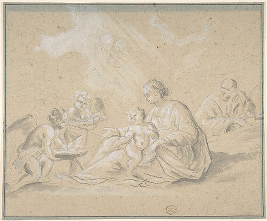 Rest on the Flight into Egypt 17th cent-Anonymous, Italian, Ro,16x12"(A3) Poster