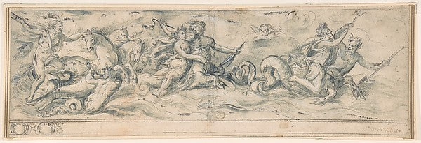 Sea Deities 17th cent-Anonymous, Italian, Roman-Bolognese, 17t,16x12"(A3) Poster