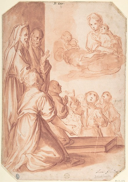 Madonna and Child and Worshippers 1500–1640-Anonymous, Italian,16x12"(A3) Poster