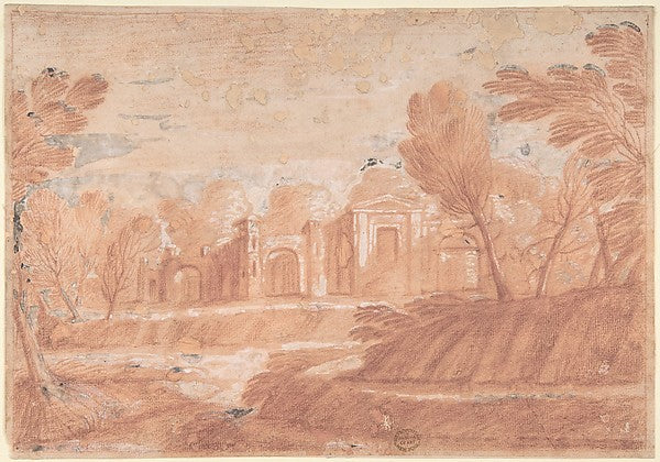 Landscape with Architectural Structure 17th cent-Anonymous, It,16x12"(A3) Poster